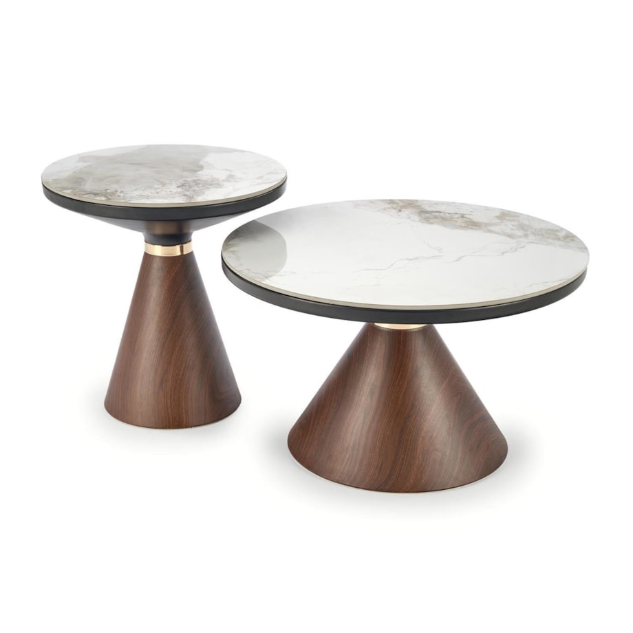 STOLIK KAWOWY Suli 70x43 cm CERAMICZNY BLAT marmur orzech