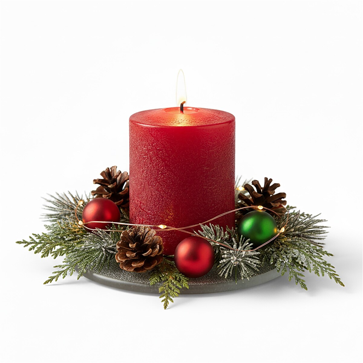 Podkładka Podstawka Pod Świecę Dekoracyjna Srebrna Z Brokatem 15 Cm