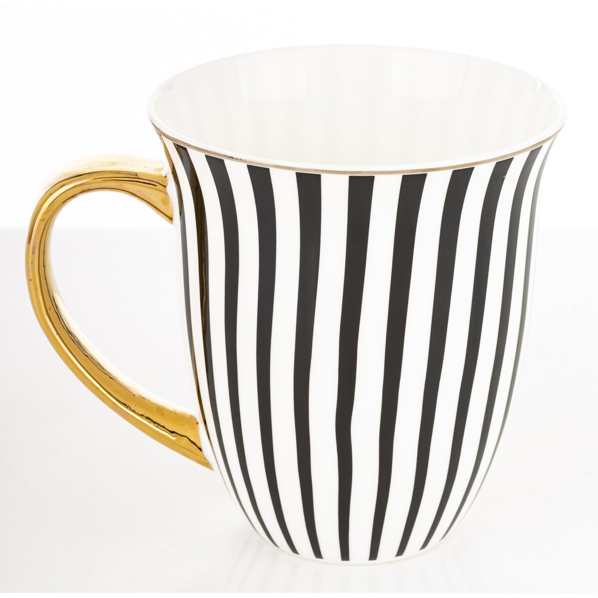 Kubek porcelanowy11,5x13x10 cm w pudełku 450 ml TASSA - w czarno-białe paski
