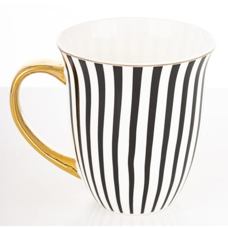 Kubek porcelanowy11,5x13x10 cm w pudełku 450 ml TASSA - w czarno-białe paski