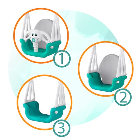 Huśtawka Słonik ogrodowa domowa kubełkowa 3w1 Ricokids