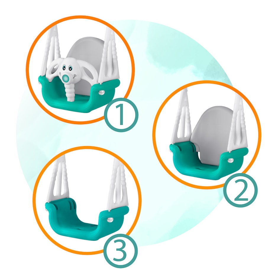 Huśtawka Słonik ogrodowa domowa kubełkowa 3w1 Ricokids