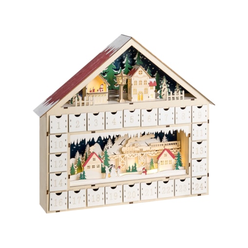 Dekoracja świąteczna LED NISSER Kalendarz adwentowy 44 cm Jasnobrązowy