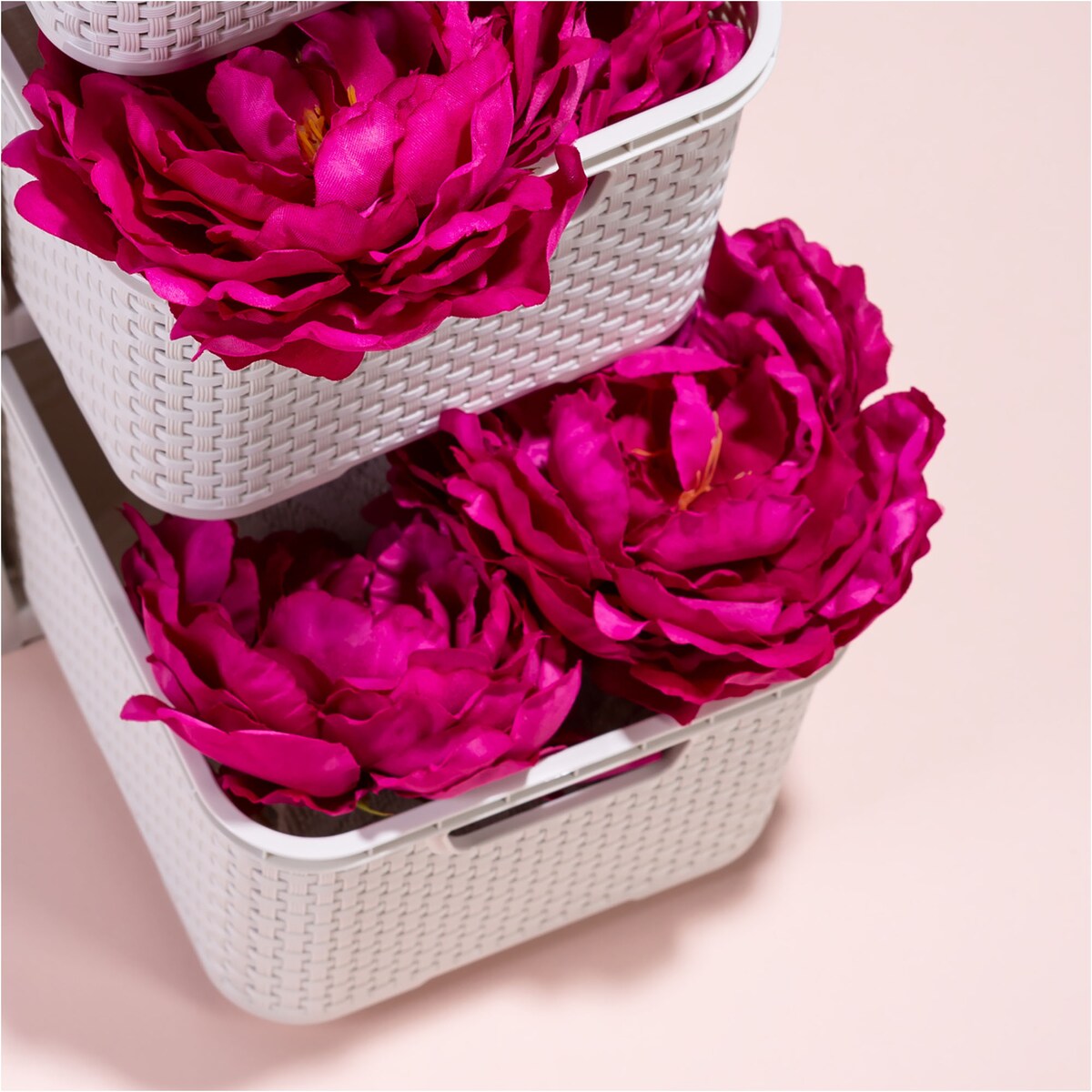 Koszyk Pojemnik Rattanowy Z Pokrywą Na Drobiazgi Kosmetyki Łazienkowy 19L Biały