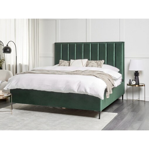 Łóżko z pojemnikiem welurowe 180 x 200 cm zielone SEZANNE