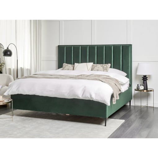 Łóżko z pojemnikiem welurowe 180 x 200 cm zielone SEZANNE