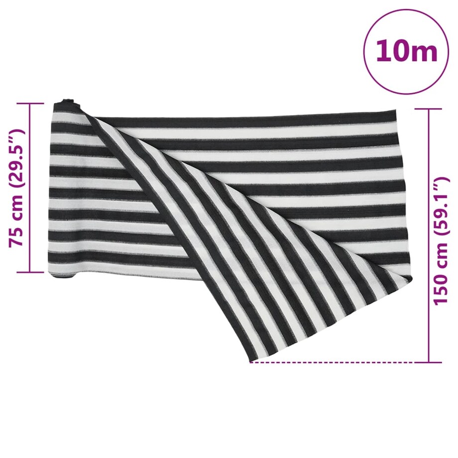 vidaXL Siatka cieniująca, antracytowo-biała, 1,5x10 m, HDPE, 195 g/m²