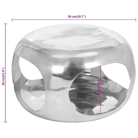 vidaXL Stolik do kawy z aluminium, 50x50x30 cm, srebrny