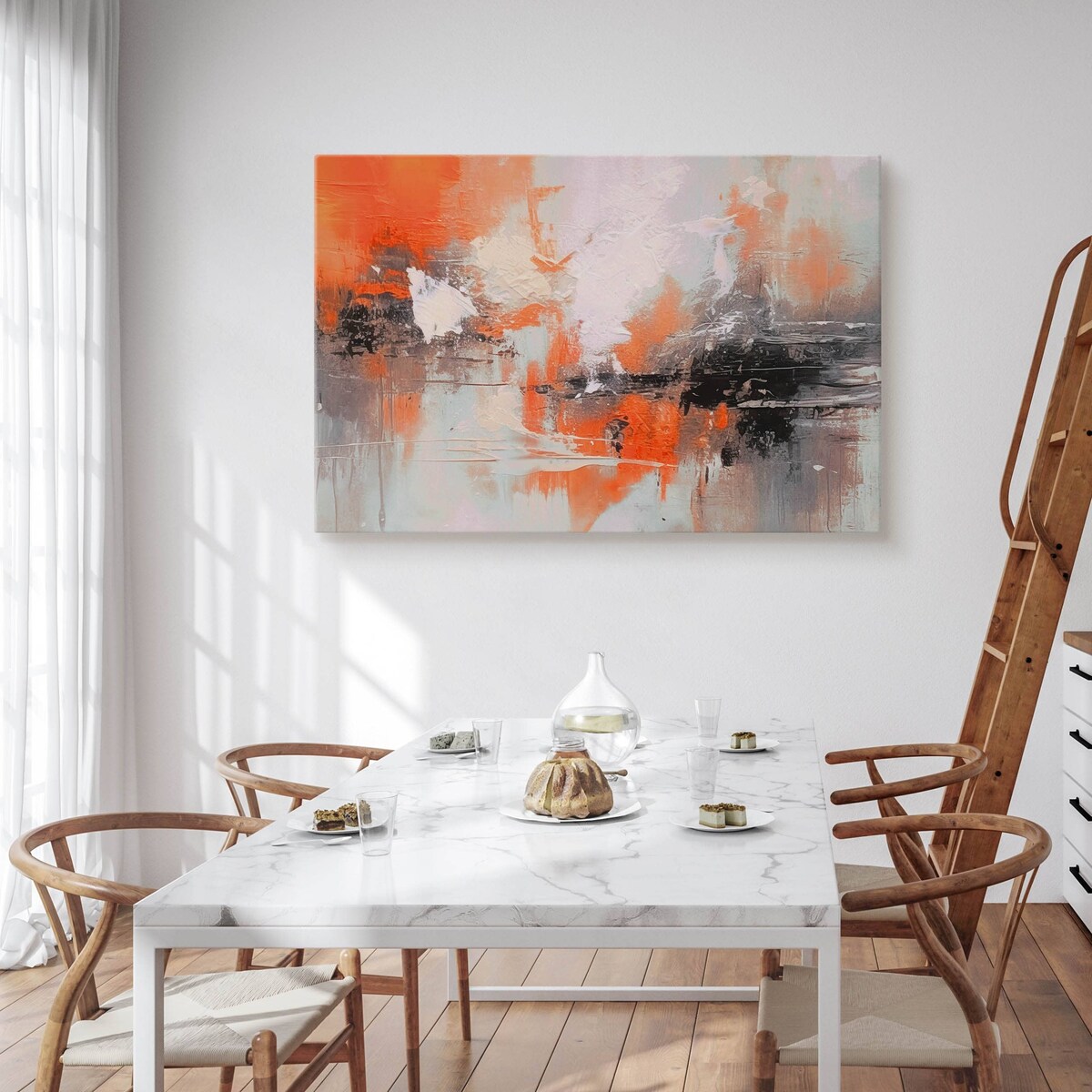 Obraz Canvas Do Sypialni Salonu Pomarańczowa Abstrakcja Akwarela 70x50cm