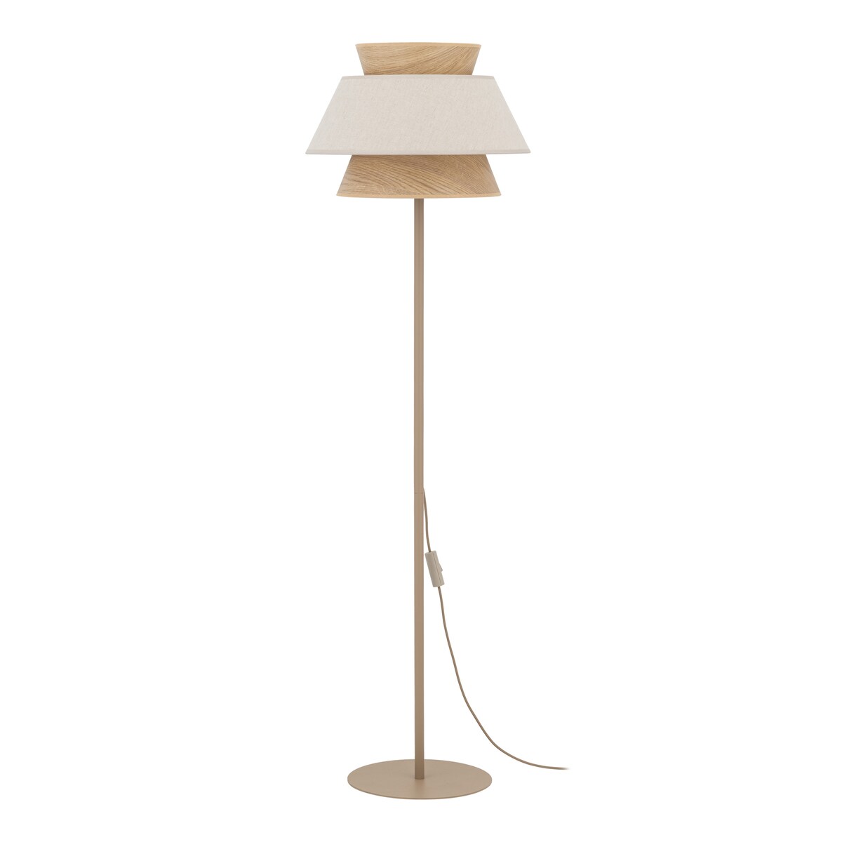 Lampa Stojaca Tk Lighting Kalum Len Fornir 1Xe27 Skandynawski, Boho, Japandi