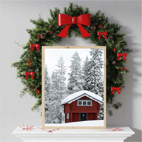 Poster Story, Plakat, Obraz - Zimowy Domek, wymiary 70 x 100 cm