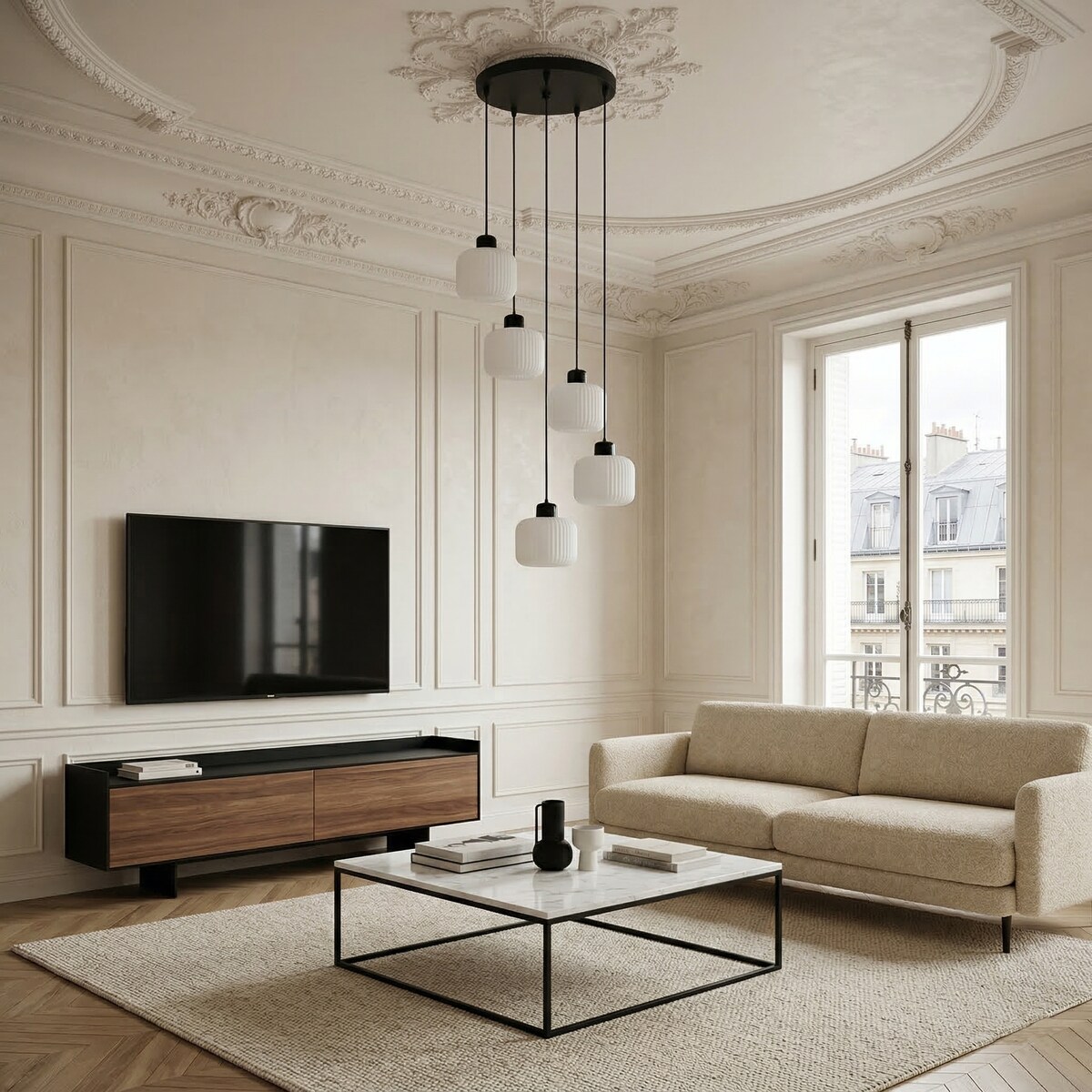 lampa wisząca kaskadowa 5 punktowa edylit do salonu