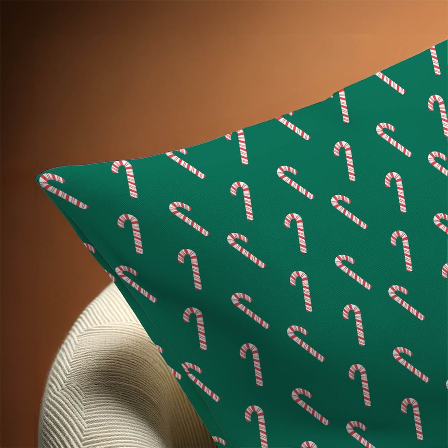 Poduszka świąteczna - Laski cukrowe - zielony 45x45 cm