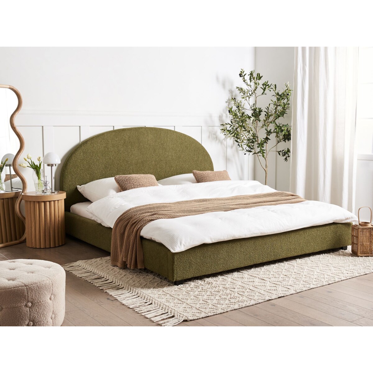 Łóżko wodne Boucle VAUCLUSE 180 x 200 cm Oliwkowy