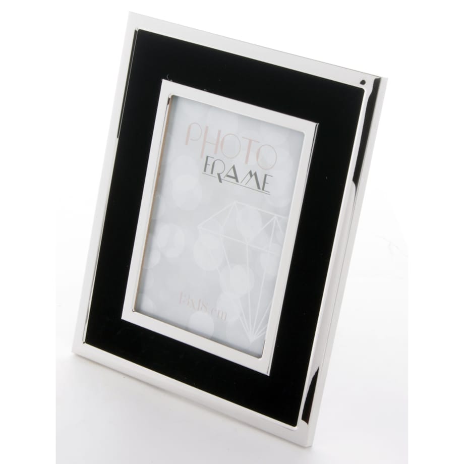 Ramka srebrno-czarna na zdjęcie 27x22 cm SILVINA