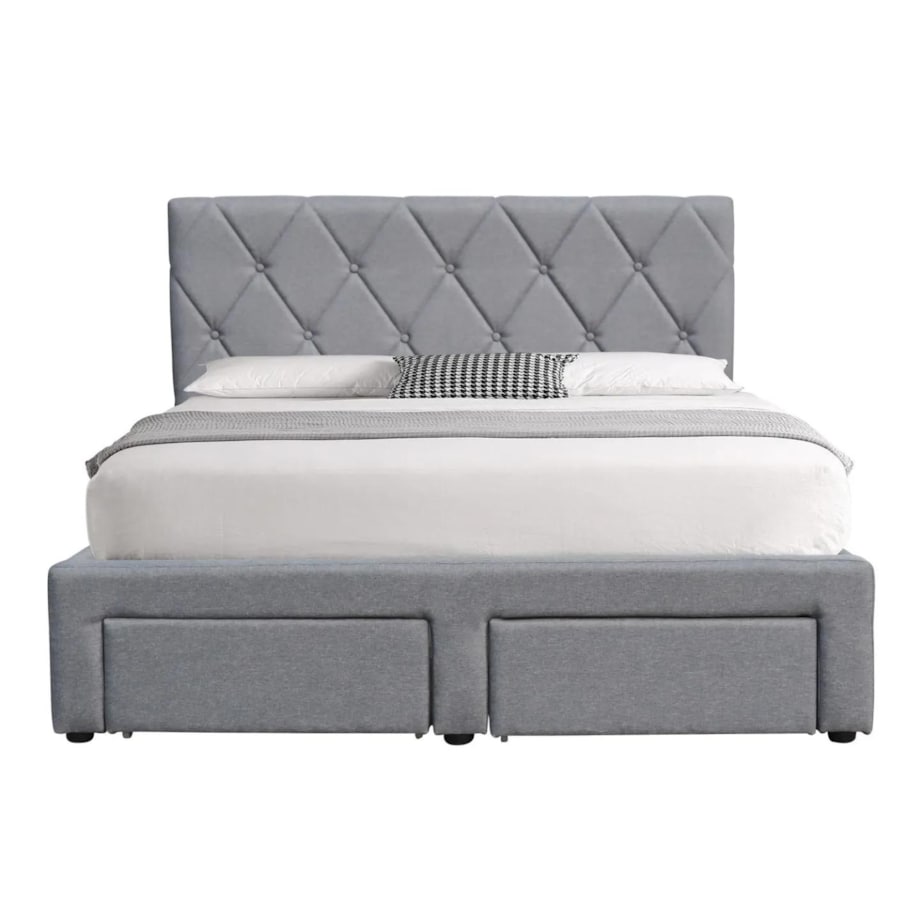 Łóżko BETINA 140x200 szare z szufladami