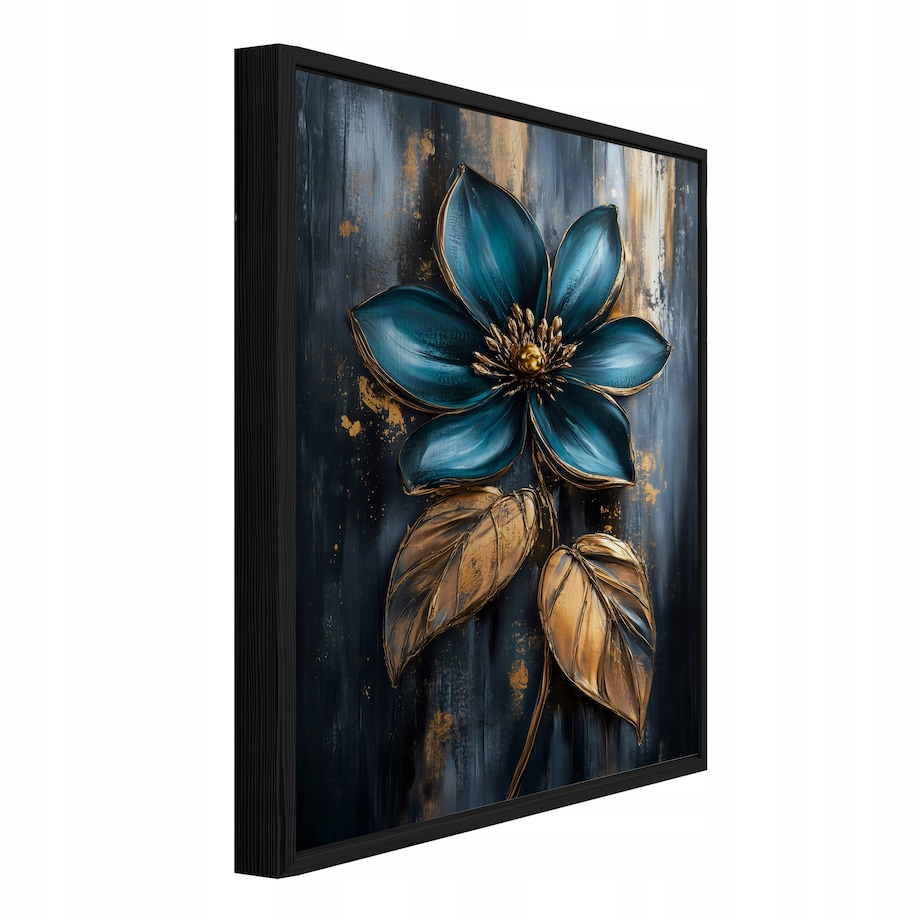 Obraz W Ramie Do Sypialni Salonu Na Metalu Kwiaty Loft Niebieski 100x150