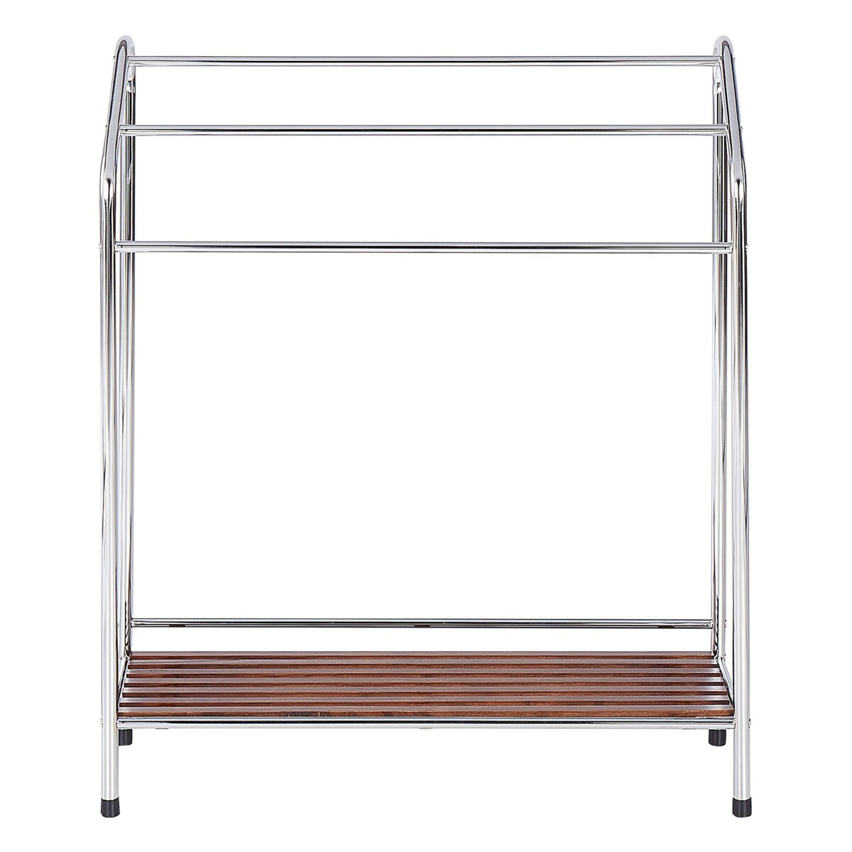 Stojak na ręczniki z półką 72 x 85 cm srebrny z ciemnym drewnem MURIVA