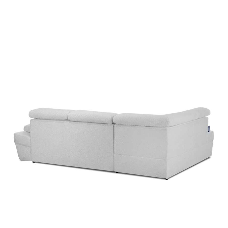 KONSIMO RATLO Narożnik rozkładany jagnięcy z pojemnikiem na pościel, szary po lewej stronie