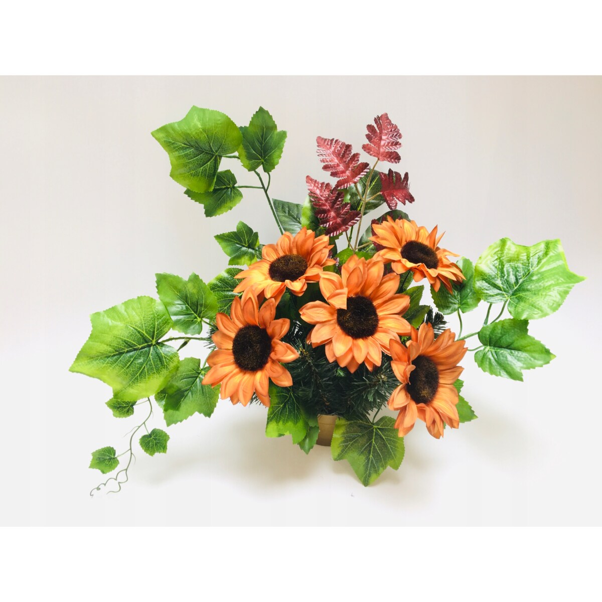 GOTOWY STROIK DONICZKA CIĘŻKA wiązanka sztuczny kwiat SŁONECZNIK bukiet
