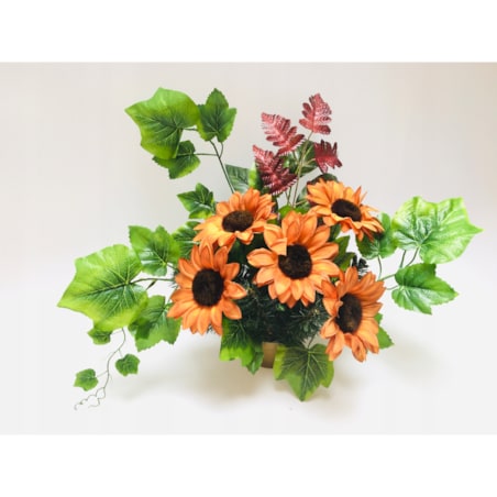 GOTOWY STROIK DONICZKA CIĘŻKA wiązanka sztuczny kwiat SŁONECZNIK bukiet
