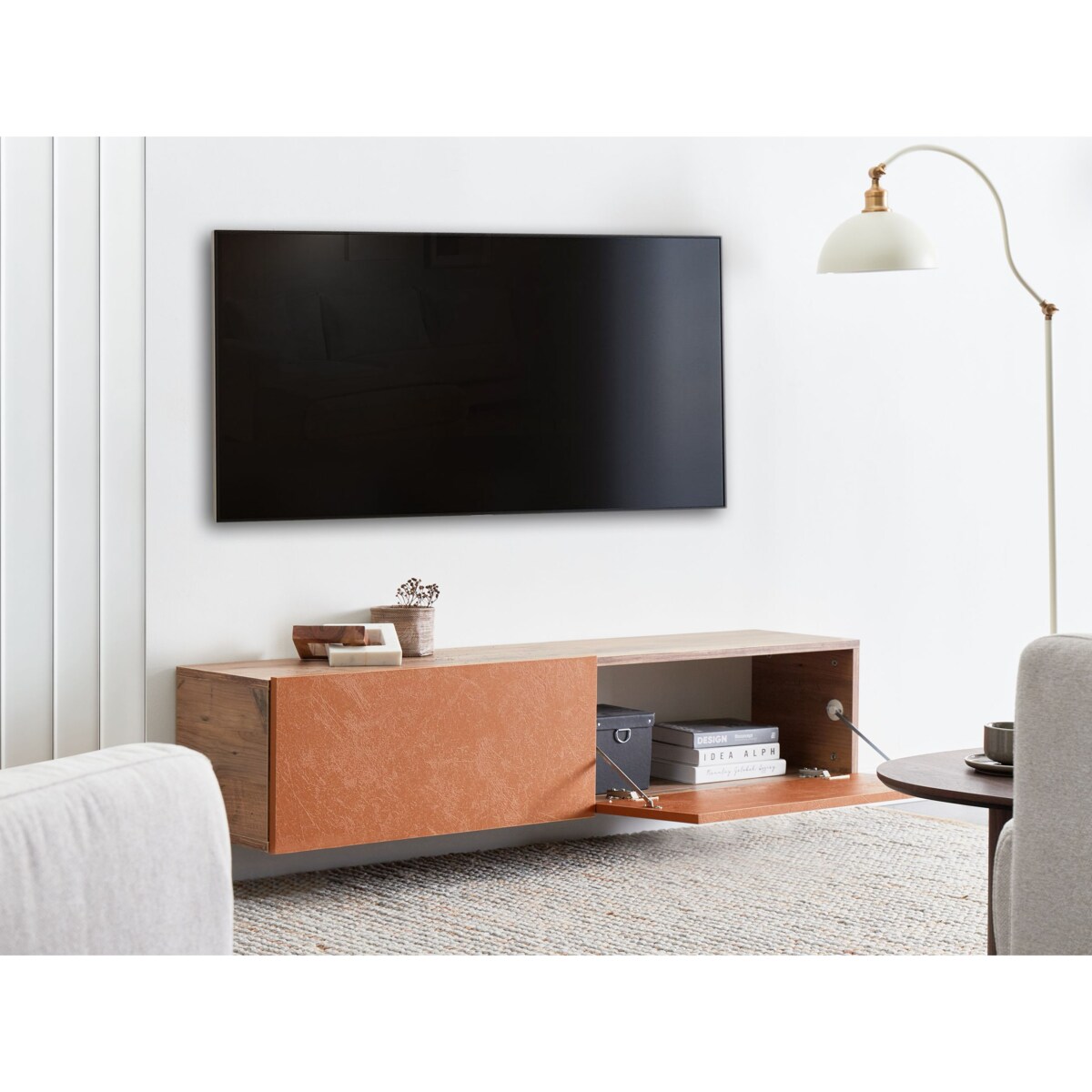 Wisząca szafka RTV GLADSTONE Czerwony