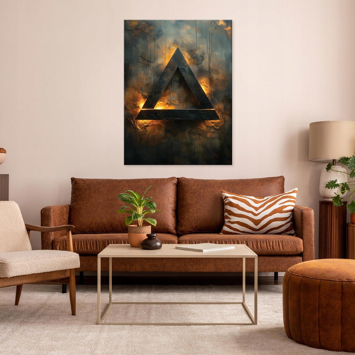 OBRAZ ABSTRAKCJA FIGURY GEOMETRYCZNE ZŁOTO CZARNY DO SYPIALNI SALONU 60x40