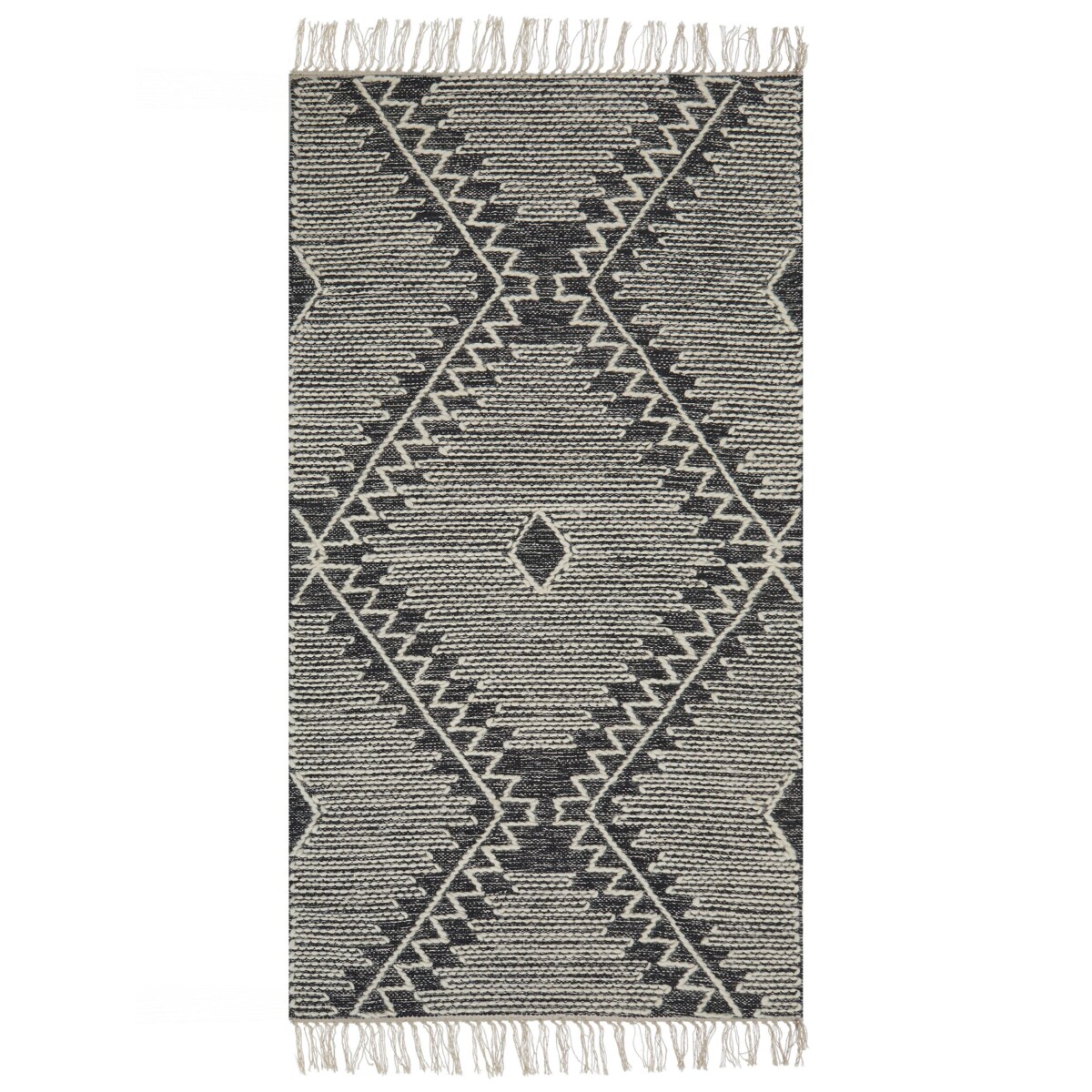 Dywan bawełniany 80 x 150 cm biało-czarny ARBAA