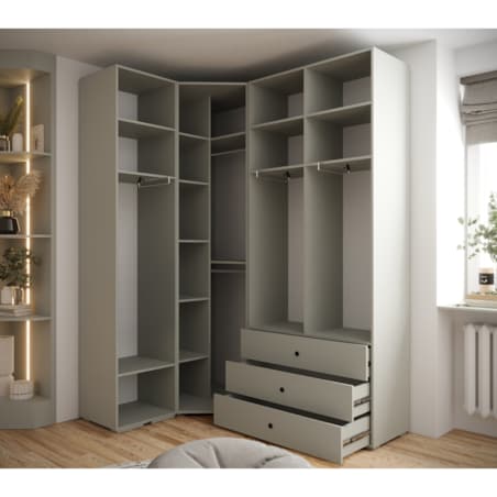 Garderoba wysoka do przedpokoju INOVA 2 Z6 kaszmir+złoty