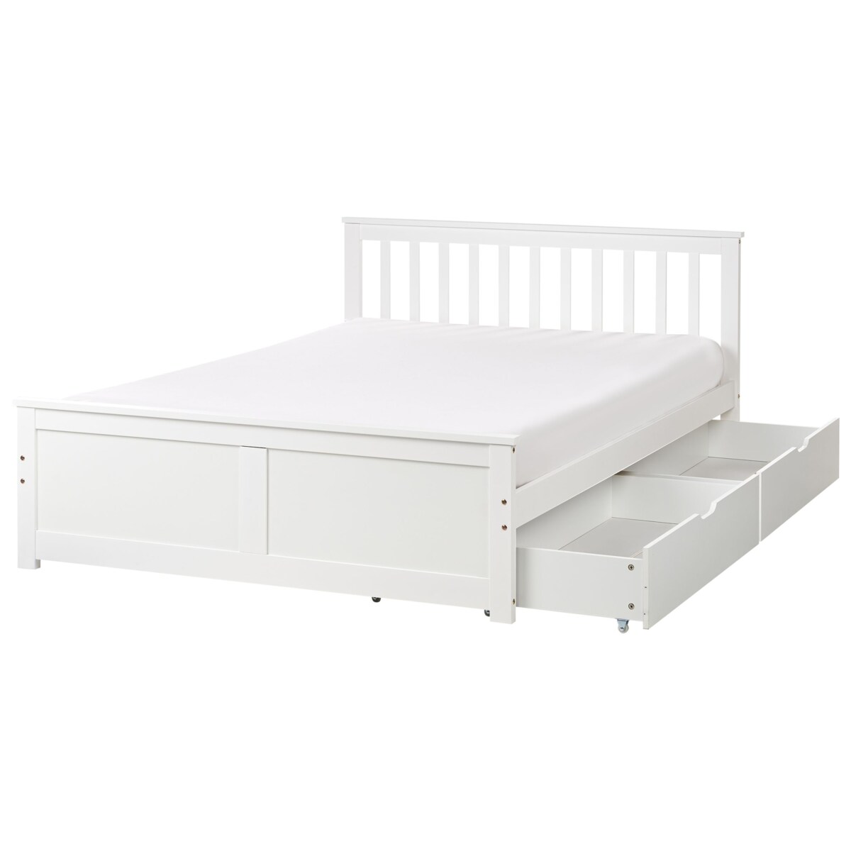 Łóżko ze schowkiem OLENDON 140 x 200 cm Z miejscem do przechowywania Drewno Biały