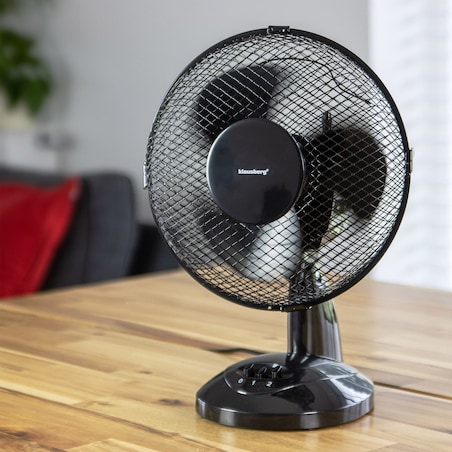 Wentylator biurkowy wiatrak stojący czarny mały 23cm KLAUSBERG
