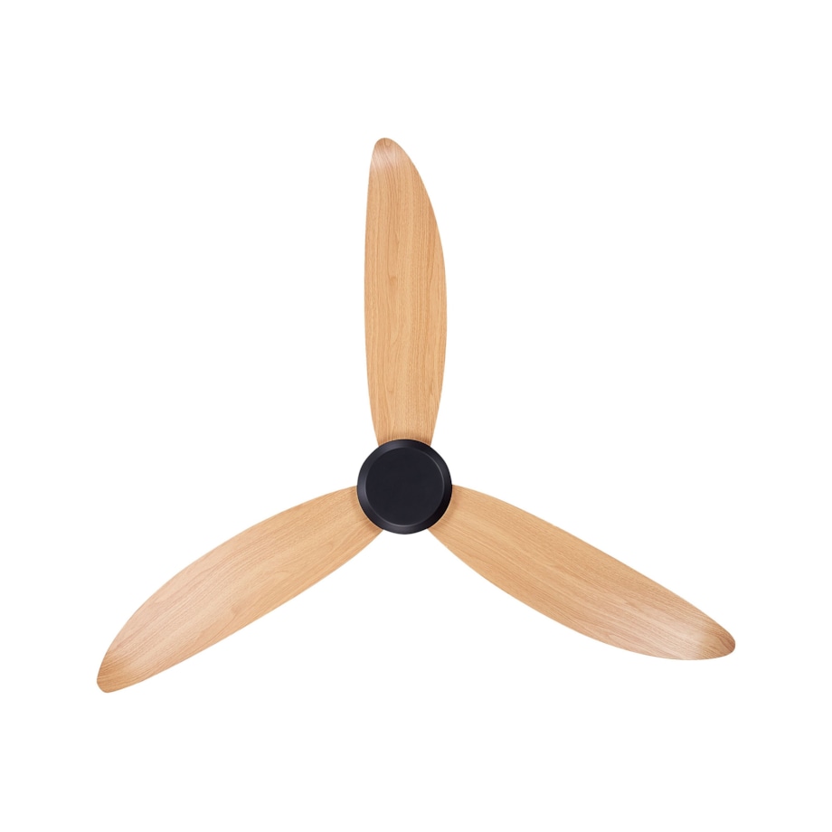 Wentylator sufitowy czarny z jasnym drewnem MALAD