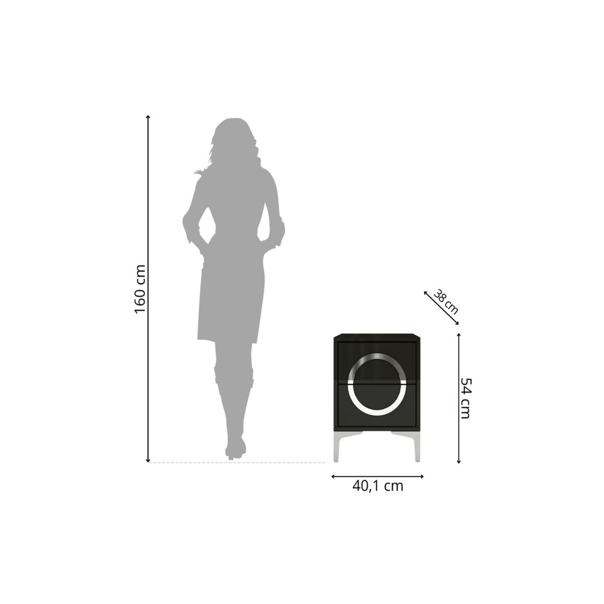 Czarna nowoczesna szafka nocna Dancan EVA / połysk