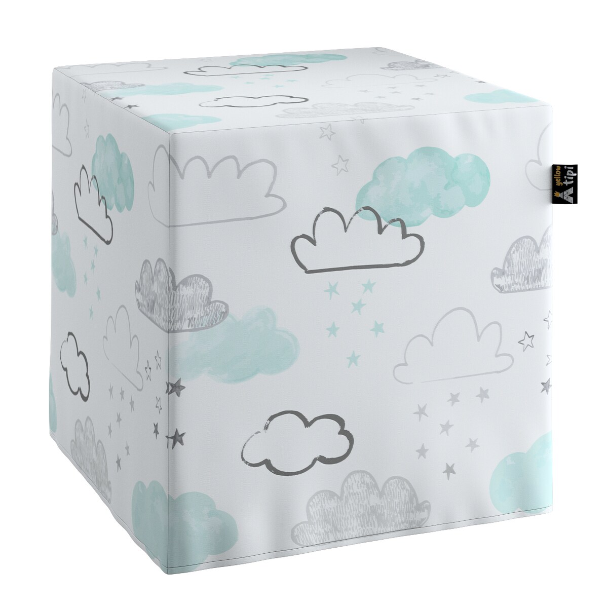 Puf kostka Nano, ecru-niebieski, 40 x 40 x 40 cm, Magic Collection