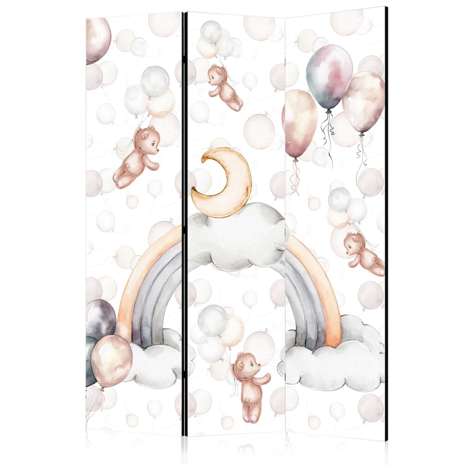 Parawan jednostronny Dla dzieci 135x172 cm 3-częściowy biały