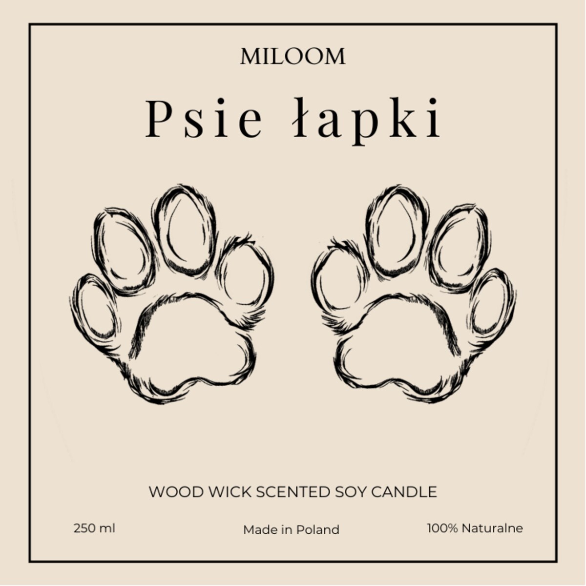 Świeca Sojowa Zapachowa z Drewnianym Knotem PSIE ŁAPKI 230 ml Miloom