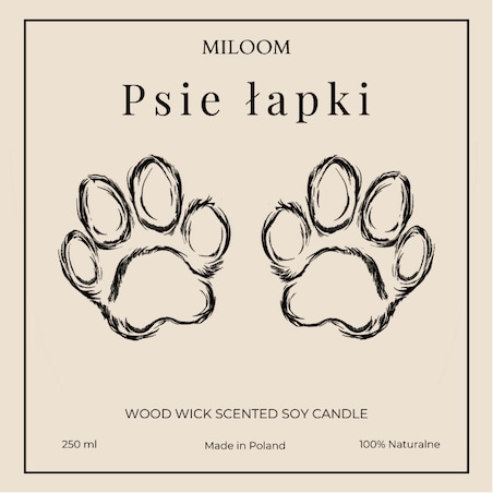 Świeca Sojowa Zapachowa z Drewnianym Knotem PSIE ŁAPKI 230 ml Miloom