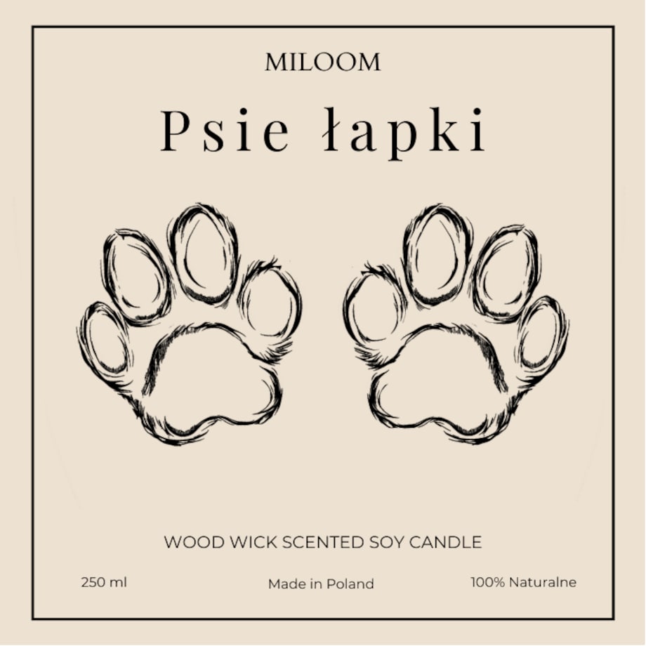 Świeca Sojowa Zapachowa z Drewnianym Knotem PSIE ŁAPKI 230 ml Miloom