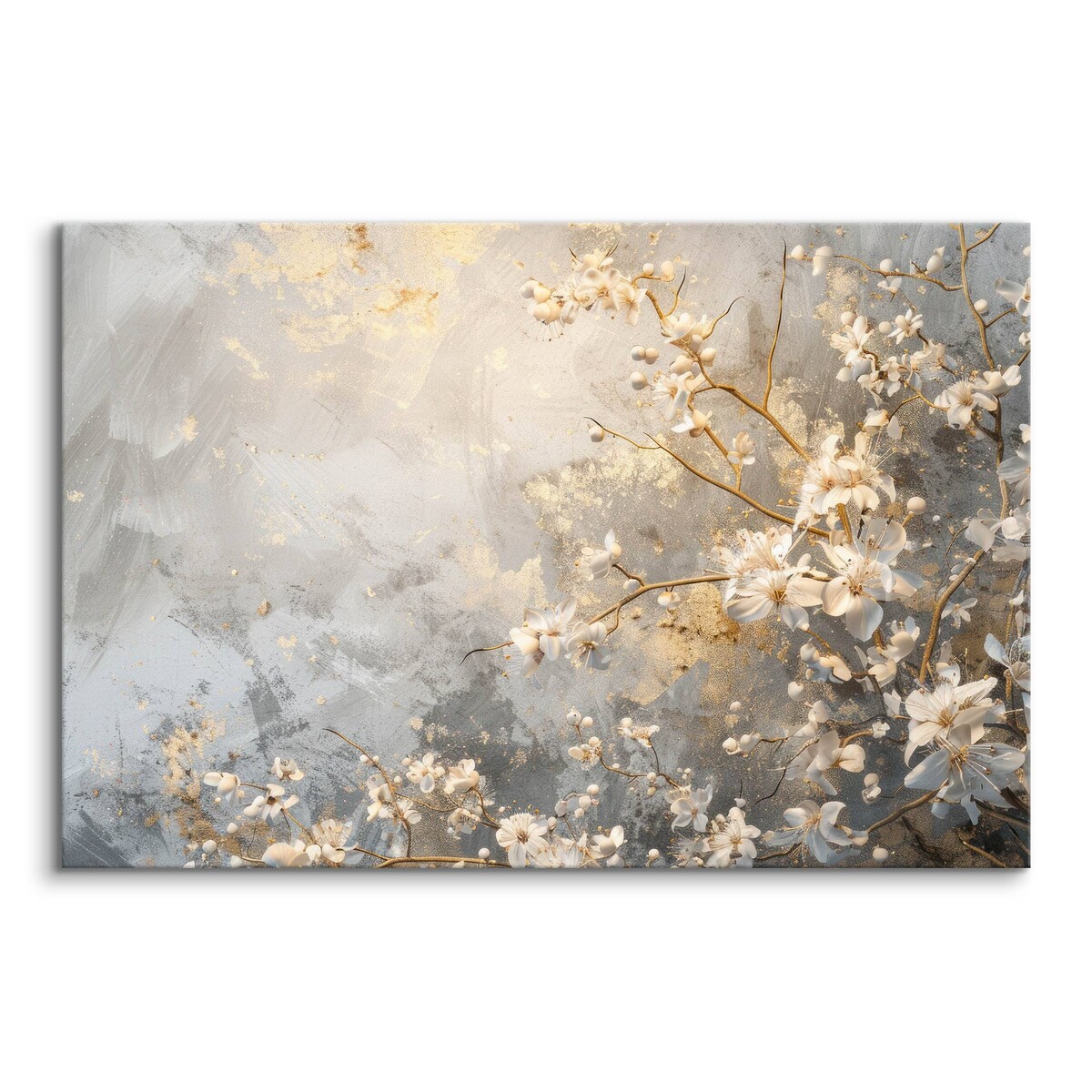 Obraz Canvas Do Salonu Sypialni Japońskie Kwiaty Abstrakcja Beton 120x80cm