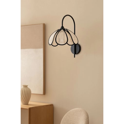 Lampa ścienna, kinkiet, lniano-czarna, Vidson