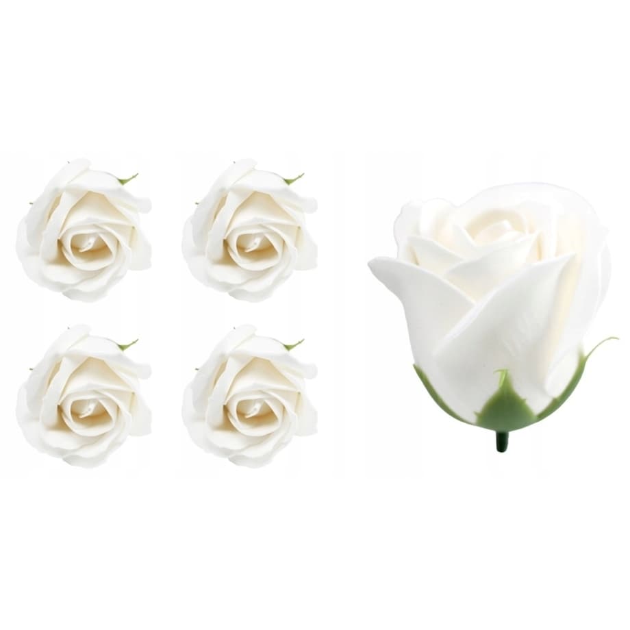 BIAŁA RÓŻA MYDLANA na bukiet prezent stroik 5szt