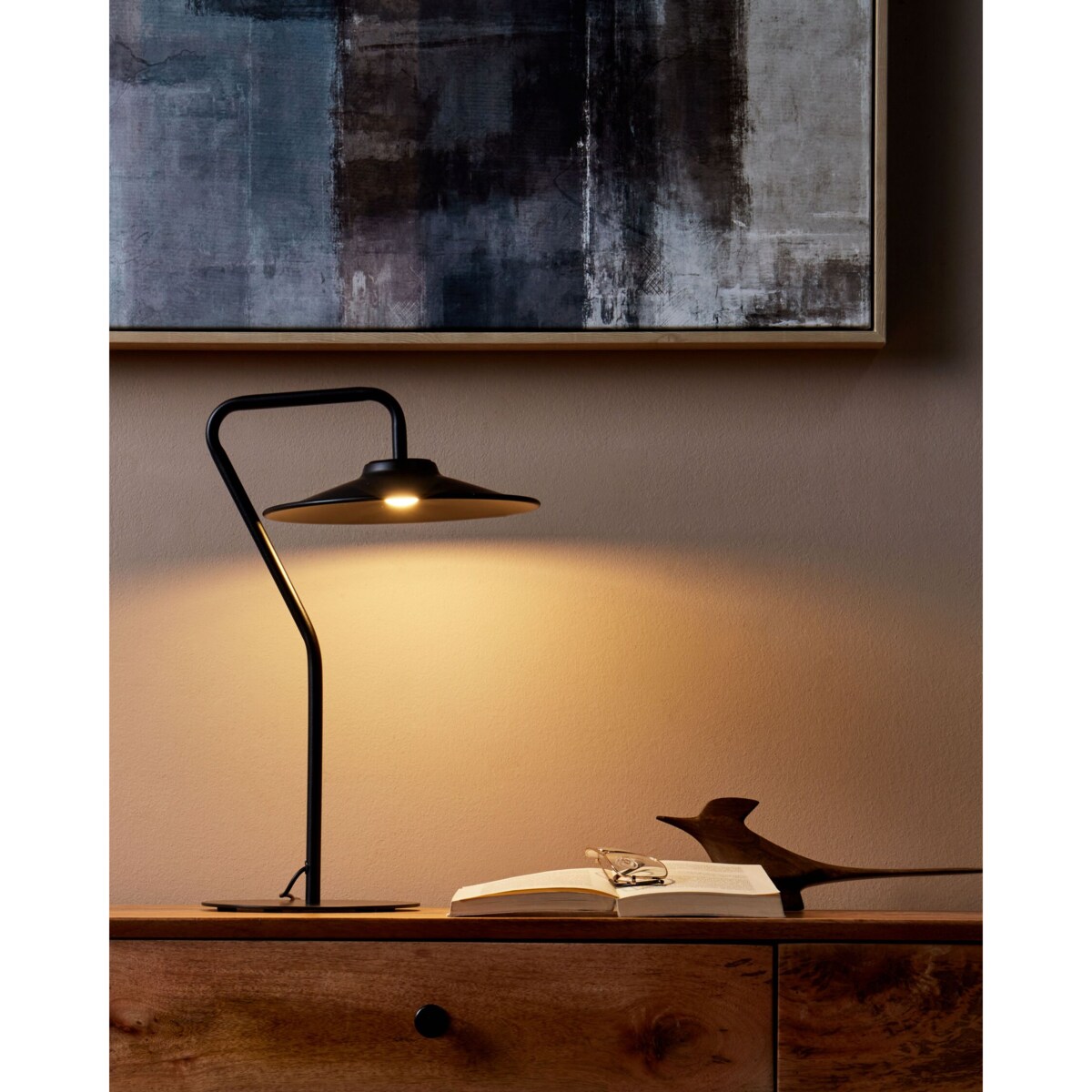 Lampa stołowa LED metalowa czarna GALETTI