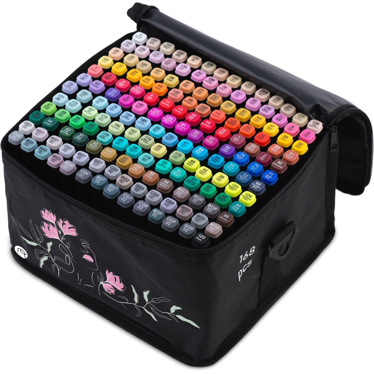 Markery 168 szt dwustronne flamastry pisaki mazaki + torba Nukido