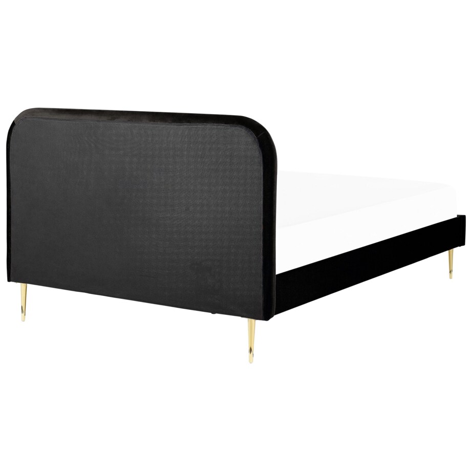 Łóżko welurowe 160 x 200 cm czarne FLAYAT