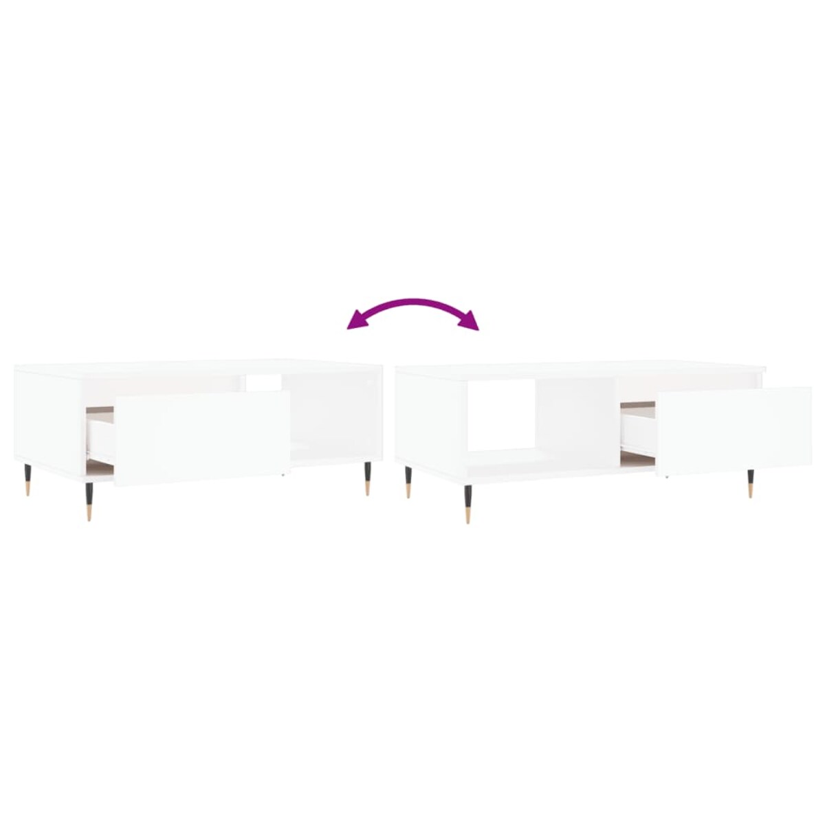 vidaXL Stolik kawowy, biały 90x50x36,5 cm, materiał drewnopochodny