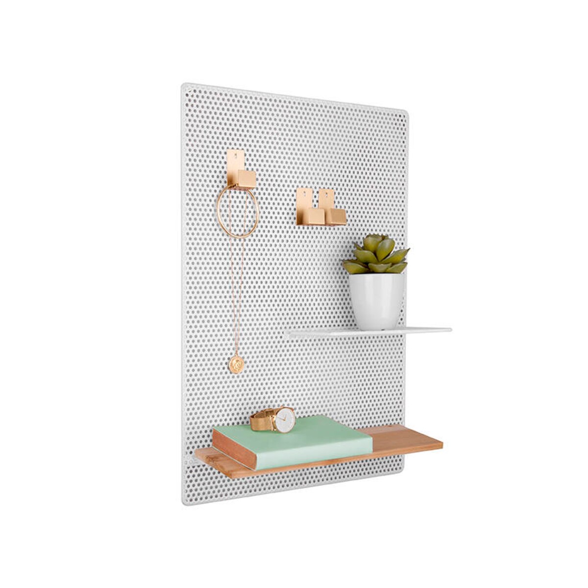 Tablica na notatki PERKY MESH, półeczki + haczyki, 52 x 35 cm