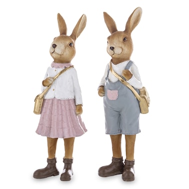 Figurka 2 szt. Królik Dziewczynka i Królik Chłopiec 25,5 cm