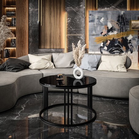 Okrągły stolik kawowy LORI czarny połysk