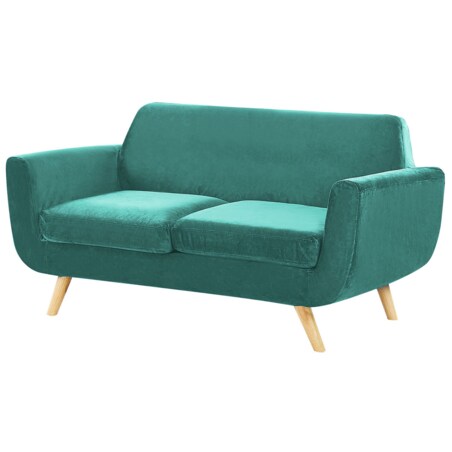 Pokrowiec na sofę 2-osobową welurowy zielony BERNES