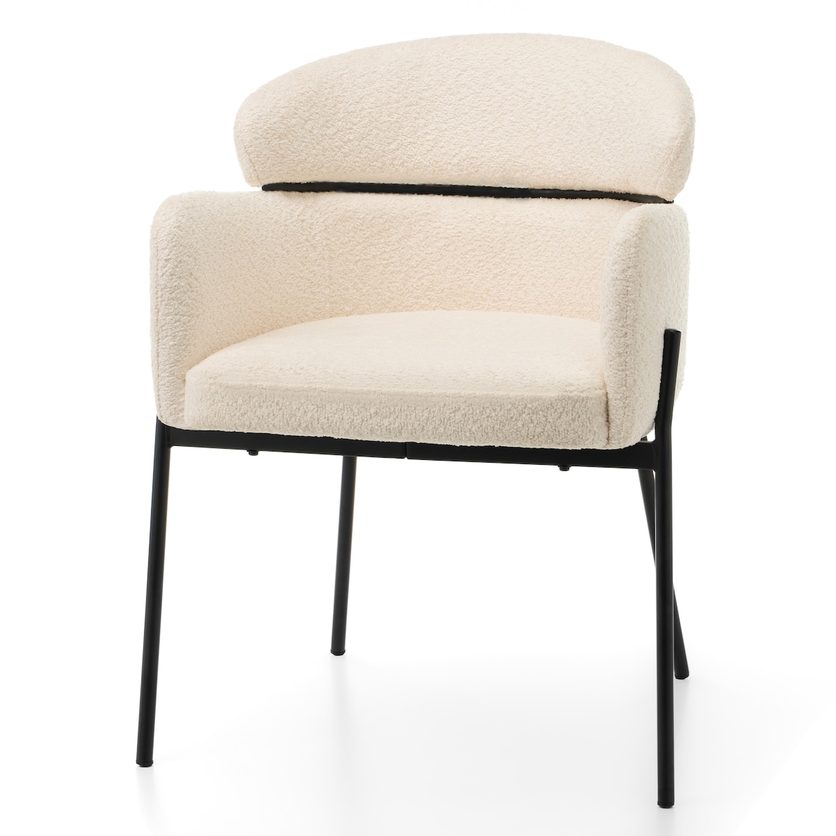 Krzesło tapicerowane boucle do salonu BOLZANO jasnobeżowe ecru